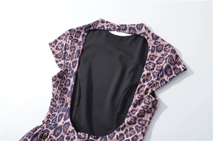 Leopard Print High - Neck Short - Sleeve Mini Dress best