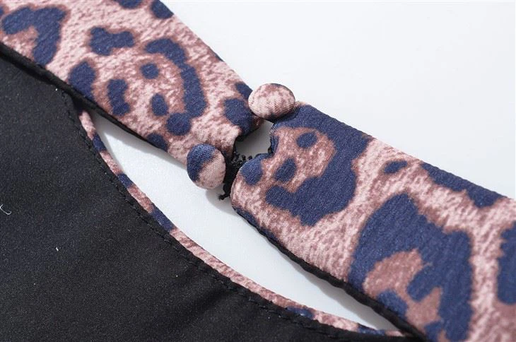 Leopard Print High - Neck Short - Sleeve Mini Dress suppliers