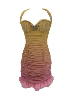 Alluring Halter Neck Ruched Mini Hnav